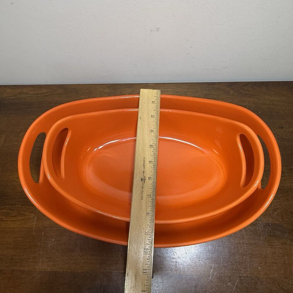 2 Piece Rachael Ray Oval 1.25 Qt & 2.25 Qt Orange Casserole / Baking Dishes - Picture 10 of 12